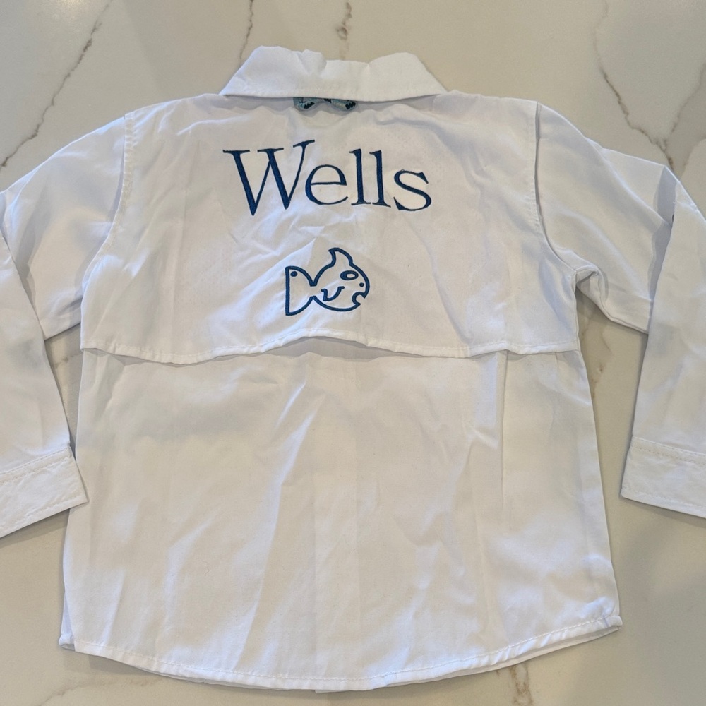 Rodo White Kids Shirt with Blue Fish Design